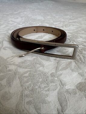 Banana Republic Brown Genuine Italian Leather Belt w/Silver Rectangular Buckle